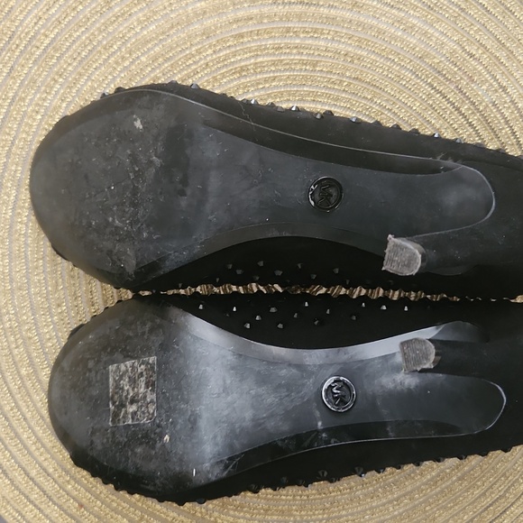 Michael Kors Dani Black Suede Open Toe heels Size 8.5 - Picture 4 of 5